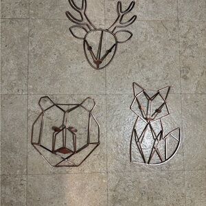 Geometric Animal Wall Decor Set - Copper Finish